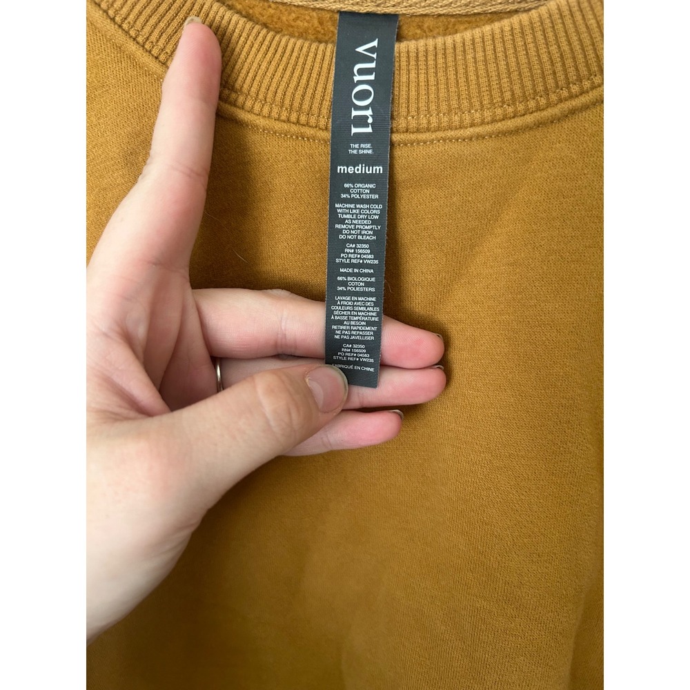 Vuori Restore Sweatshirt Women M Brown Crewneck Pullover Cropped Drawstring Hem - Picture 3 of 7